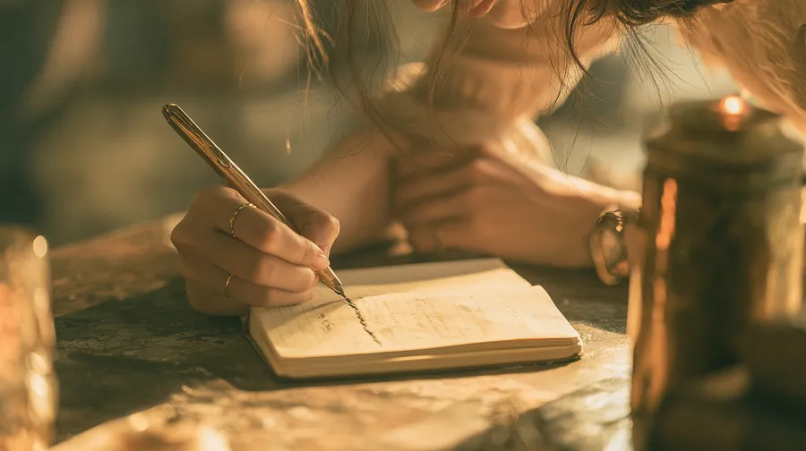 American woman crossing paid debts off a handwritten list